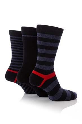 Mens 3 Pair Pringle Leven Fashion Stripe Sock 25% OFF Charcoal