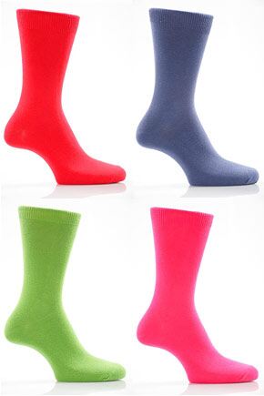 Ladies 1 Pair SockShop Colours Single Cotton Rich Socks 47 Ladies Raspberry