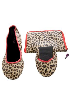 Ladies 1 Pair Tipsy Feet Leopard Print Foldable Shoes Brown XL