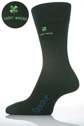 Mens 1 Pair SockShop Individual Celebrations Black Embroidered Socks - 9 To Choose From Jackpot