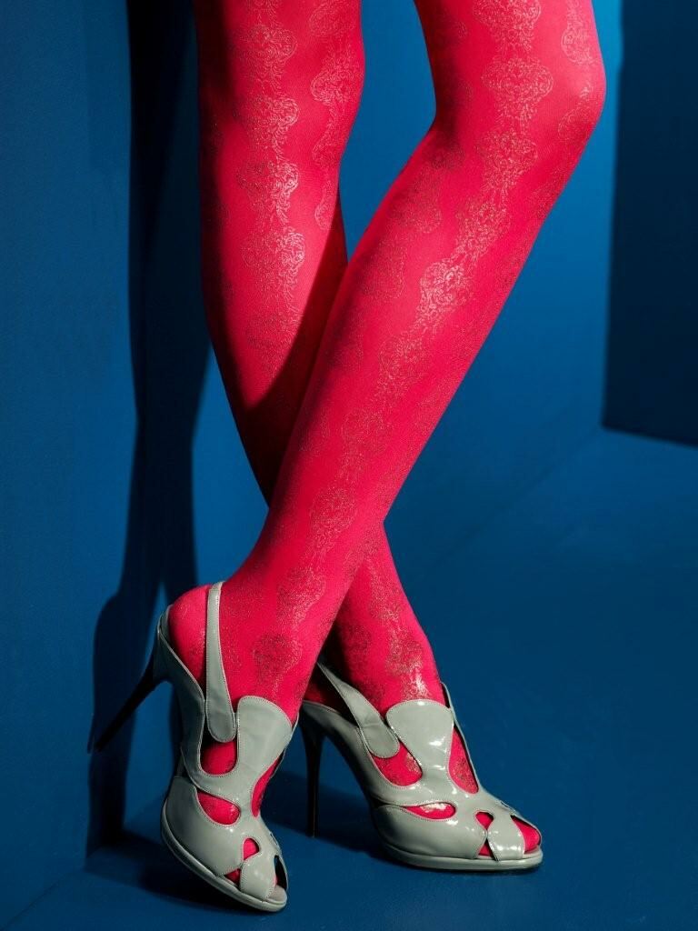 Ladies 1 Pair Jonathan Aston Metallic Brocade Print Tights 50% OFF Black-Gold