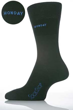 Mens 1 Pair SockShop Individual Days Of The Week Black Embroidered Socks