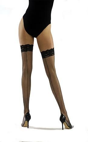 Ladies 1 Pair Jonathan Aston Back Seam Fishnet Lace Top Hold Ups In 2 Colours Black