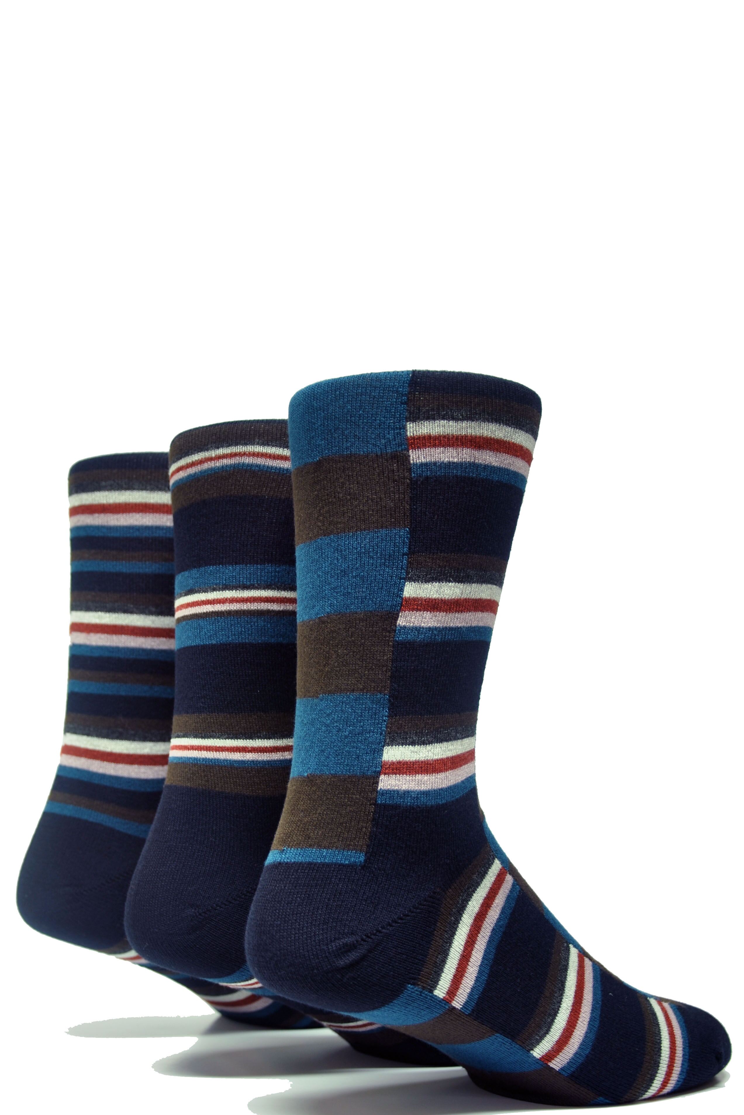 Mens 3 Pair Pringle Of Scotland Bamboo Half Stripe Socks In 3 Colours