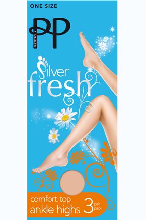 Ladies 3 Pair Pretty Polly Everyday Fresh Ankle Highs In 2 Colours Nude