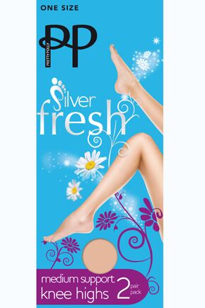 Ladies 2 Pair Pretty Polly Everyday Fresh Support Knee Highs In 2 Colours Barely Black