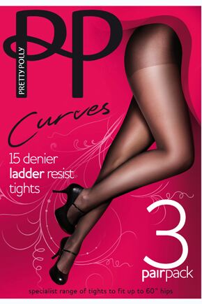 Ladies 3 Pair Pretty Polly Xxtra Superfit Ladder Resist Tights In 3 Colours Sherry