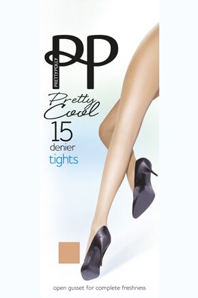 Ladies 1 Pair Pretty Polly 15 Denier 100% Nylon Pretty Cool Open Gusset Tights In 4 Colours Barely B