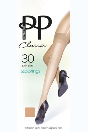 Ladies 1 Pair Pretty Polly 30 Denier 100% Nylon Smooth Semi Sheer Stockings In 3 Colours Sherry One 