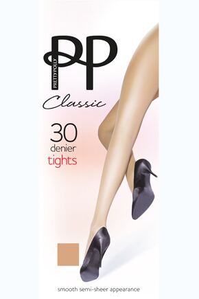 Ladies 1 Pair Pretty Polly 30 Denier 100% Nylon Smooth Semi Sheer Tights In 2 Colours Sensation Larg