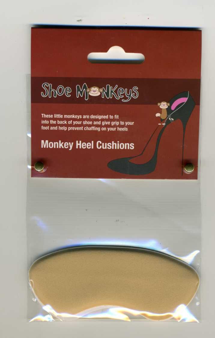 Ladies 1 Pair Pack Shoe Monkeys Heel Cushions In 2 Colours Black