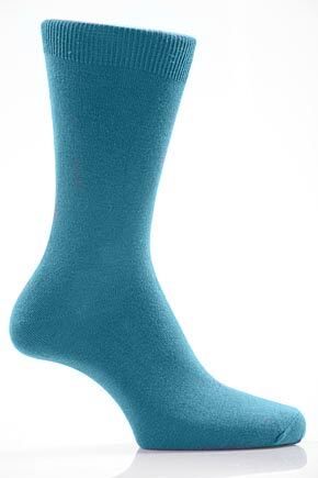 Ladies 1 Pair SockShop Colours Single Cotton Rich Socks 4-7 Ladies - Lyons Blue