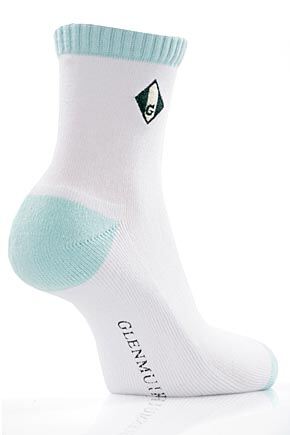Ladies 2 Pair Glenmuir Hislop Half Cushion Golf Sock In 8 Colours White Stone