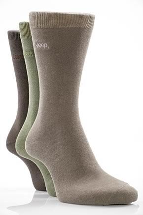 Mens 3 Pair Jeep Essential Plain Sock In 3 Colours BlackNavyGrey