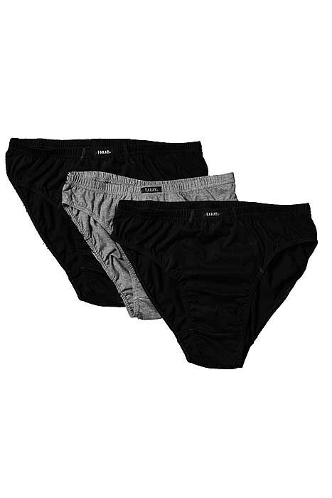 Mens 3 Pair Farah 100% Cotton Black & Grey Plain Slip Brief Underwear Black - Grey L
