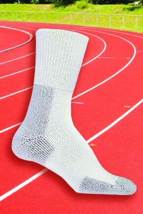 Ladies 1 Pair Thorlos Running Crew Socks with Thick Cushion White-Platinum 5-8