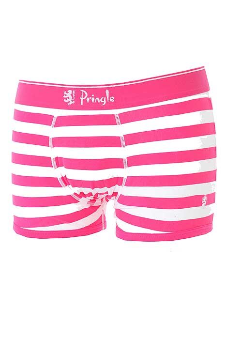 Mens 1 Pack Pringle White & Hot Pink Stripe Fashion Trunk Hot Pink M