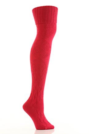 Ladies 1 Pair Pantherella Diamond Merino Wool Over the Knee Socks In 7 Colours Heather