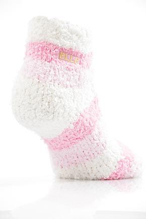 Ladies 1 Pair Elle Soft Striped Leisure Sock With Gift Tag And Bow  50 OFF Cream  Lilac