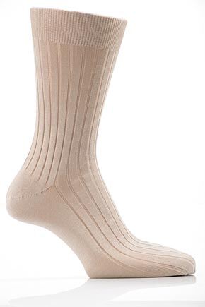 Mens 1 Pair SockShop Fine Rib Cotton Rich Sock 611 Mens camel