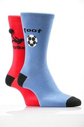 Mens 2 Pair SockShop Football Strike Cotton Rich Socks - 50% OFF