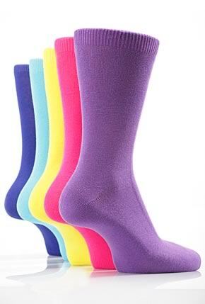 Girls 5 Pair SockShop Plain Ankle High Socks 46.5kids
