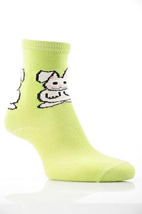 Girls 1 Pair SockShop Bunny Design Cotton Rich Socks Lime Green