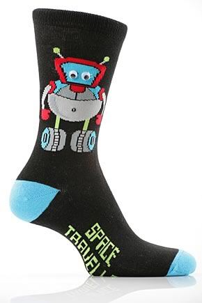 Boys 1 Pair SockShop Space Traveller Design Cotton Rich Socks Black