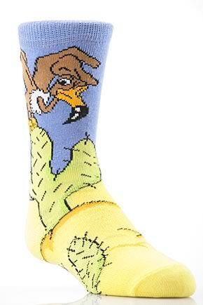 Boys 1 Pair SockShop Roving Eye Vulture Design Cotton Rich Socks BlueYellow