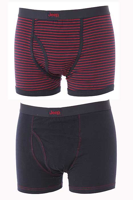 Mens 2 Pair Jeep Midnight & Red Stripe & Plain Fitted Kehole Trunk Midnight - Red XL