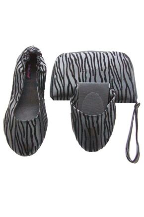Ladies 1 Pair Tipsy Feet Black Zebra Stripe Foldable Shoes