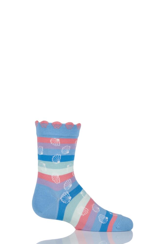  Girls 1 Pair Falke Cotton Seashell Striped Socks