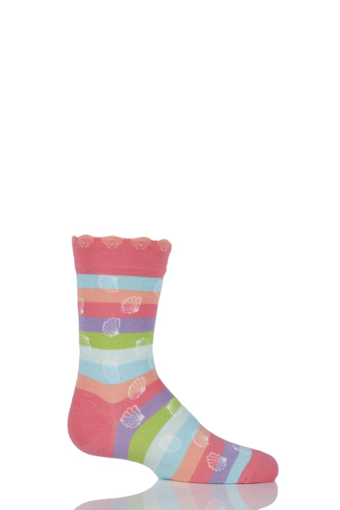 GIRLS 1 PAIR FALKE COTTON SEASHELL STRIPED SOCKS