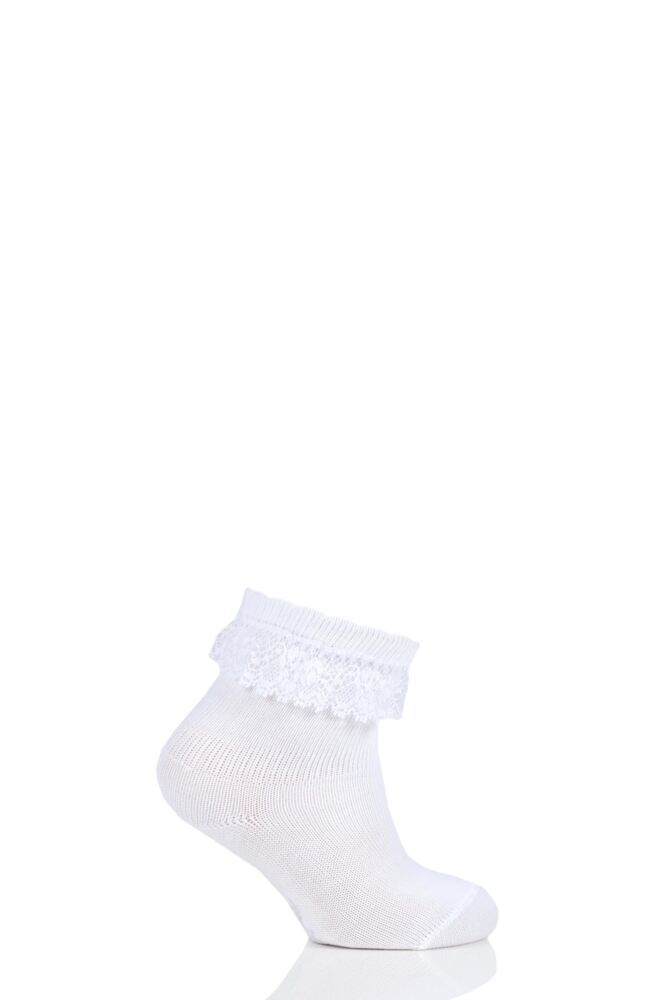  Baby Girls 1 Pair Falke Romantic Lace Trim with Scalloped Cuff Anklet Socks