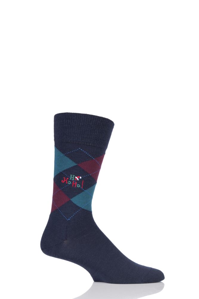 BURLINGTON EDINBURGH HO HO HO! EMBROIDERED ARGYLE SOCKS