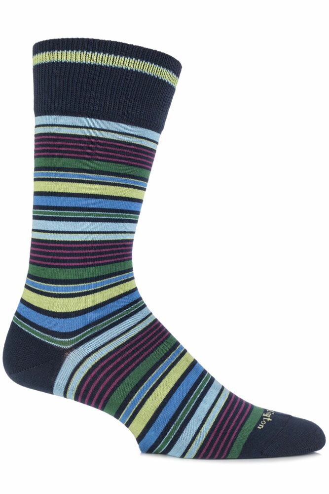 Mens 1 Pair Burlington Bolton Cotton Mixed Striped Socks In 3 Colours