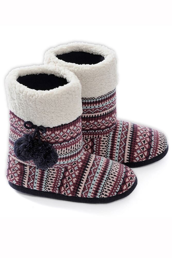 Totes Fairisle Booties With Supersoft Cuff And Fleece Lining