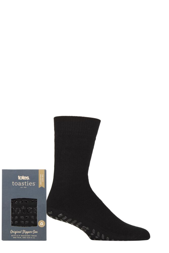 <div class="font-weight-bold">Totes</div>Mens Original Slipper Socks with Grip Gift Box