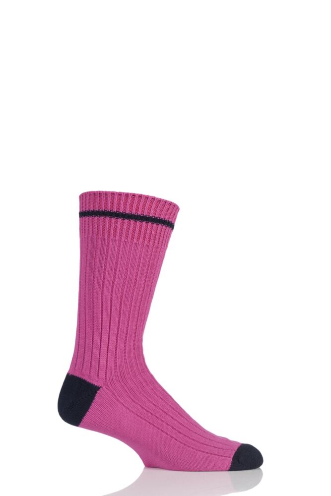 London Rib Cotton Socks With Contrast Heel & Toe