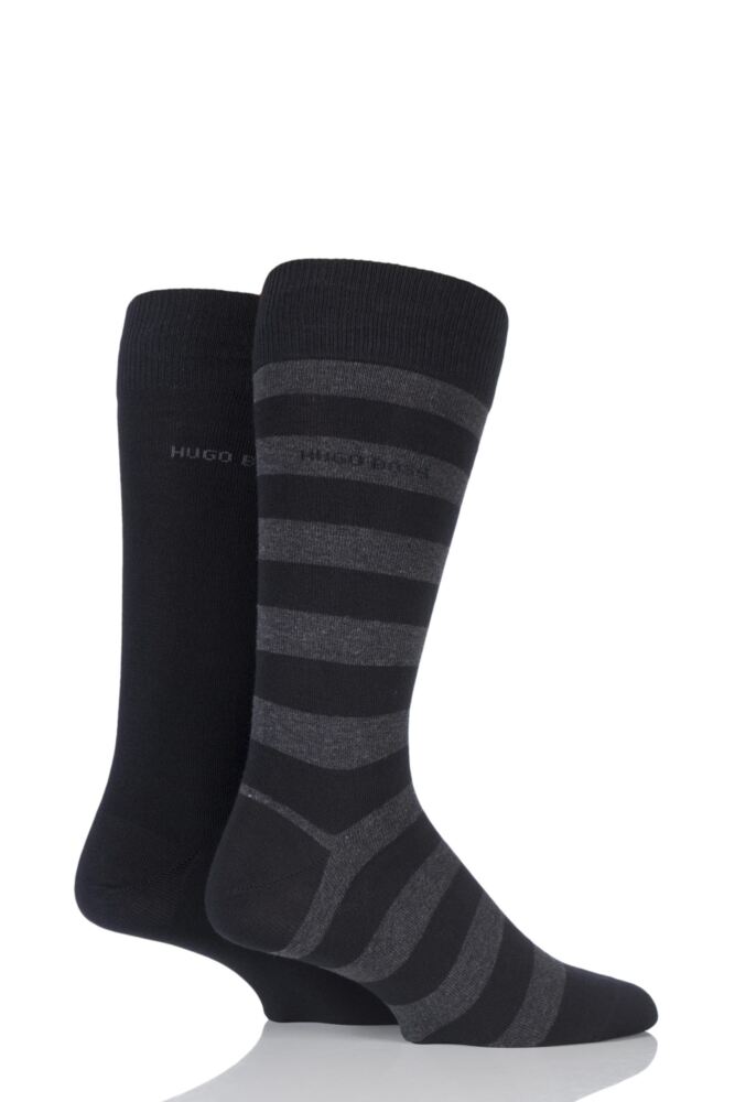 HUGO BOSS BLOCK STRIPED AND PLAIN COMBED COTTON SOCKS