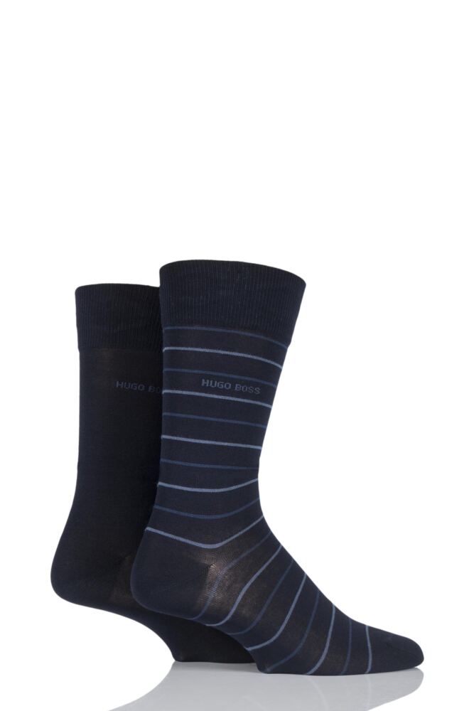 HUGO BOSS FINE STRIPED AND PLAIN MERCERISED COTTON SOCKS