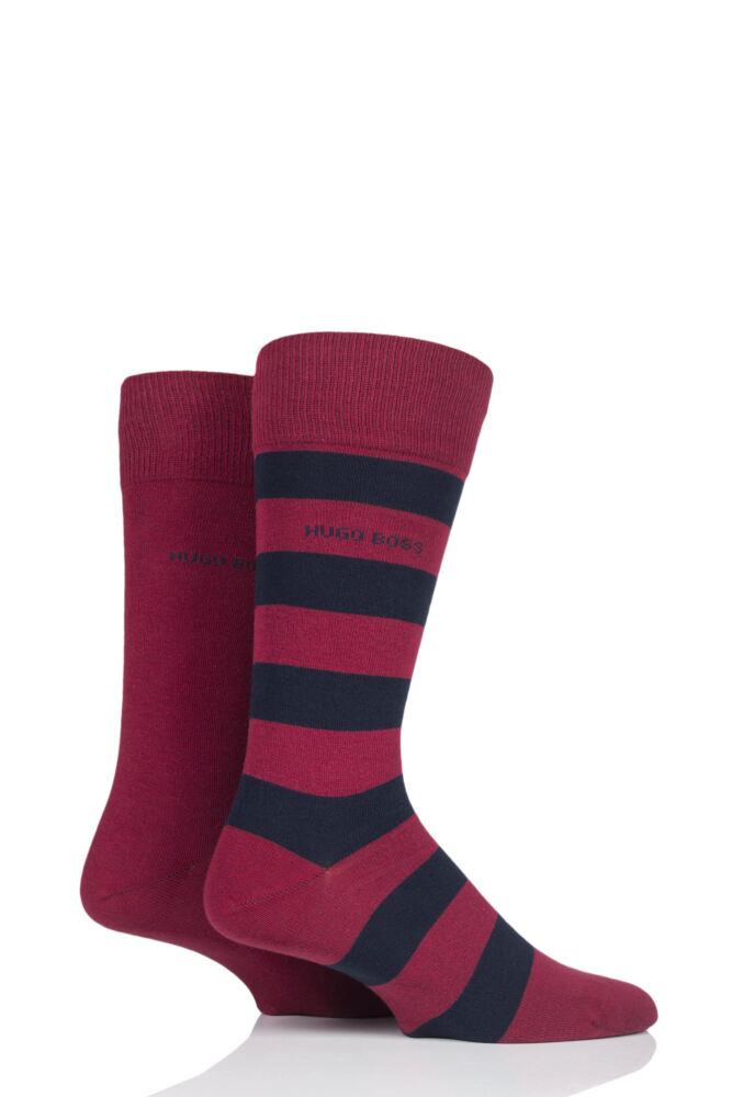 BOSS BLOCK STRIPED AND PLAIN COMBED COTTON SOCKS