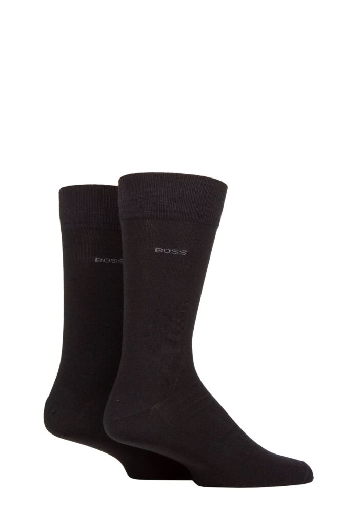 <div class="font-weight-bold">Hugo Boss</div>Mens Cotton Plain Socks 2-Pair