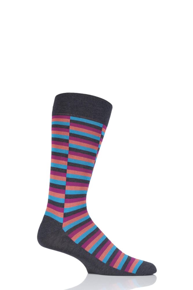 Pantherella Bali Staggered Block Cotton Lisle Socks