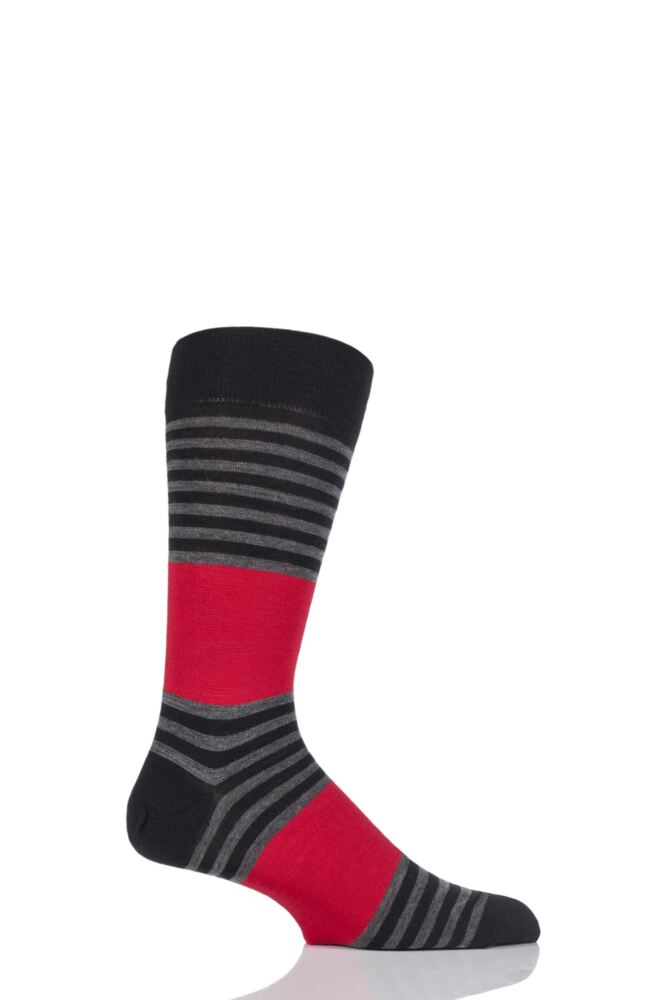 RICHARD JAMES MARC BLOCK STRIPE MERINO WOOL SOCKS