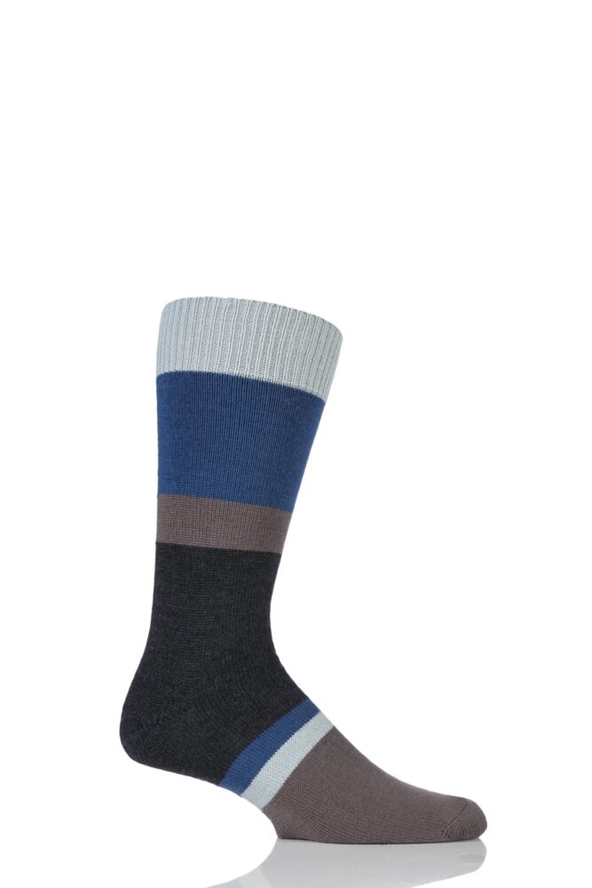 Pantherella Hillingdon Heavy Gauge Block Stripe Merino Wool Socks