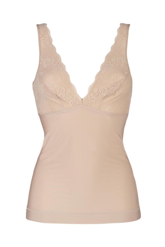CHARNOS SHAPEWEAR SLEEK MICROFIBRE FIRMING CAMISOLE WITH LACE TRIM