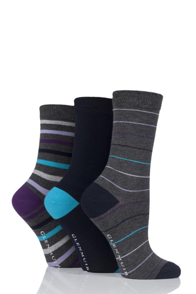 Glenmuir Bright Striped and Plain Bamboo Socks