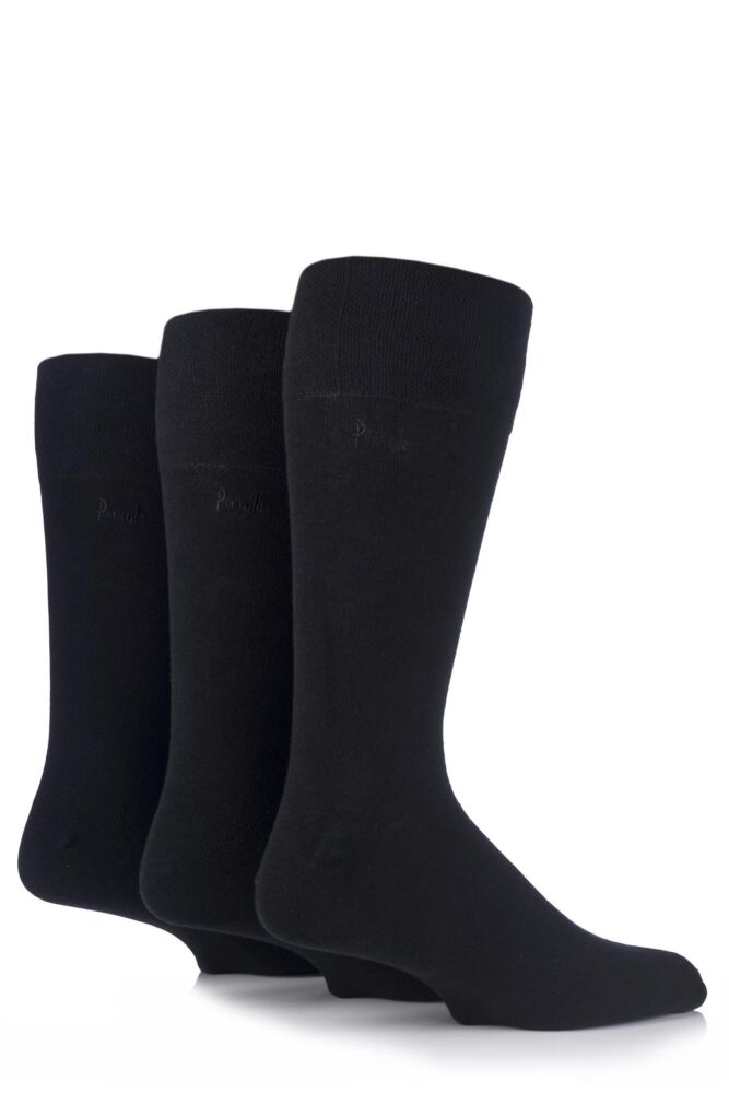  Mens 3 Pair Pringle Dunvegan Comfort Cuff Plain Cotton Socks