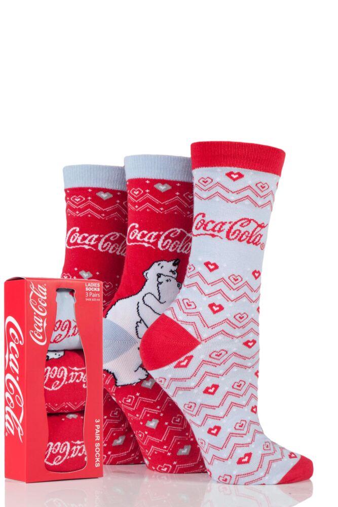  Coca Cola Polar Bear Design Cotton Socks In Gift Box